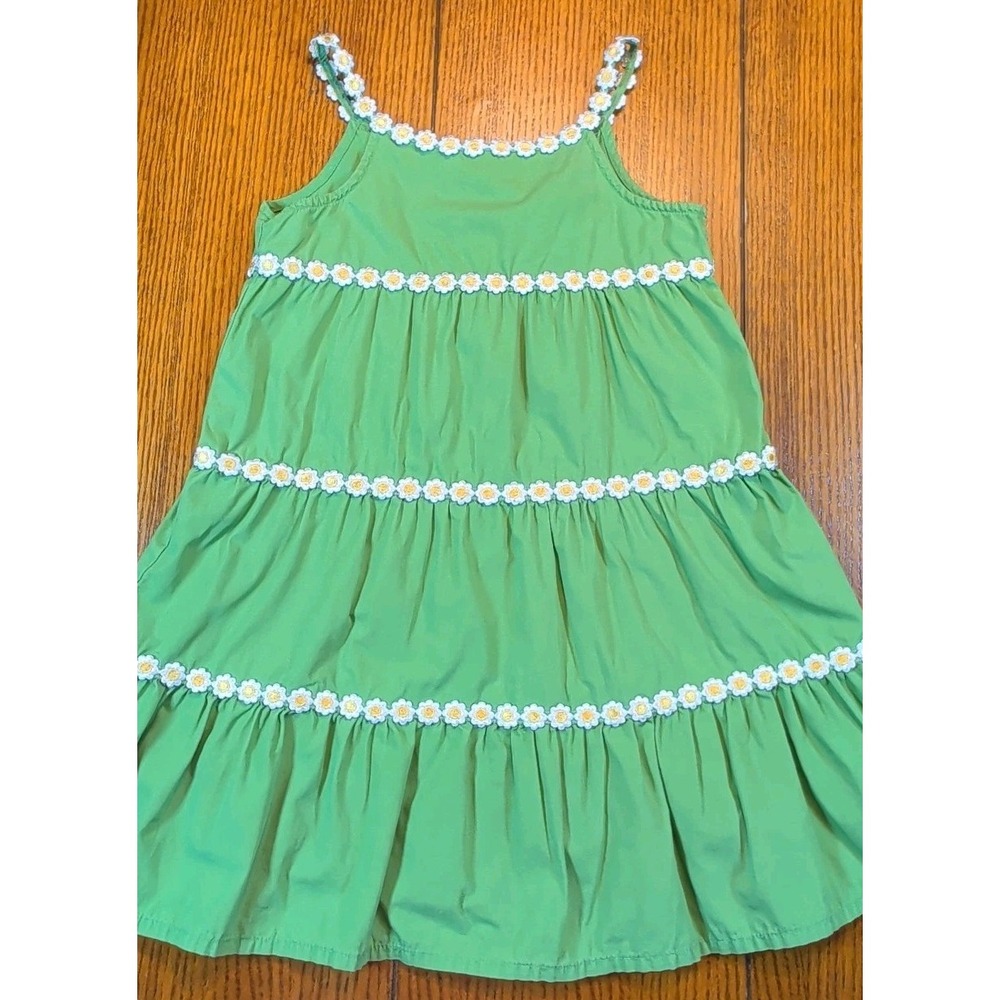 Gymboree Girls size 4T A Pop of Daisies Sundress 2010 Green Yellow White Daisies